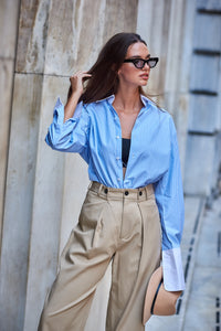 Signature Button-Up in Blue Pinstripe