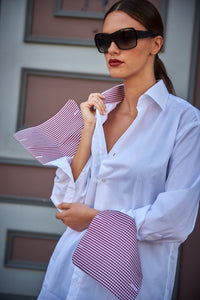 Signature Button-Up in White With Check Cuffs