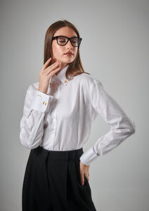 Signature Button-Up in White Silk Cotton