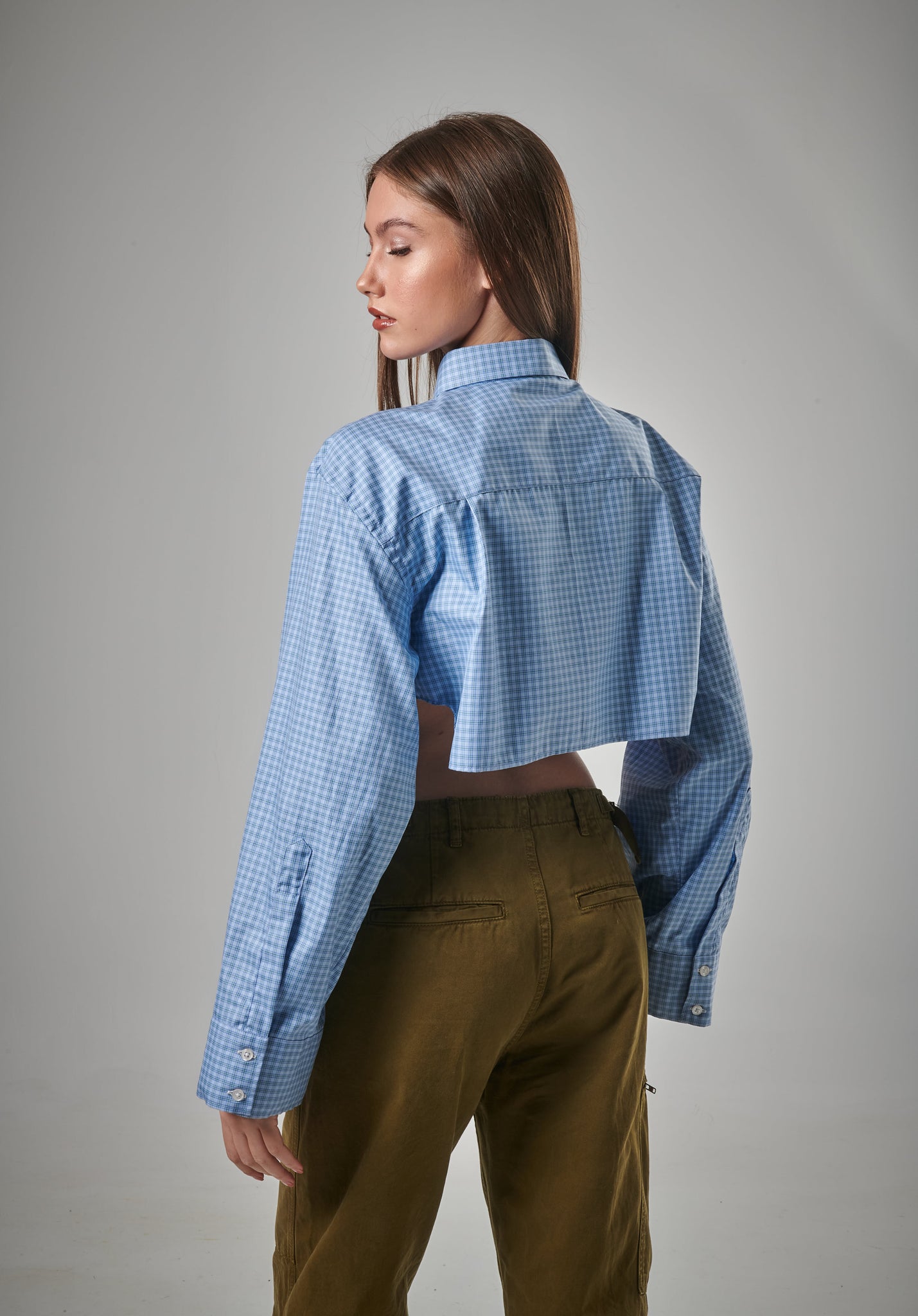 Crop top Button-Up in Check
