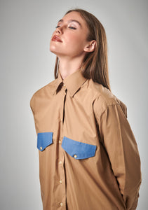 Classic Pocket Button-Up in Beige