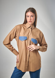 Classic Pocket Button-Up in Beige